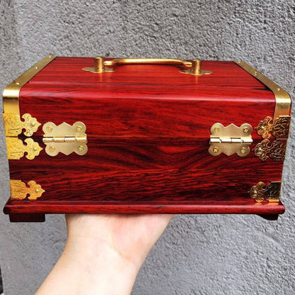 Portable mahogany jewelry box by edenista with gold-tone hardware and handle