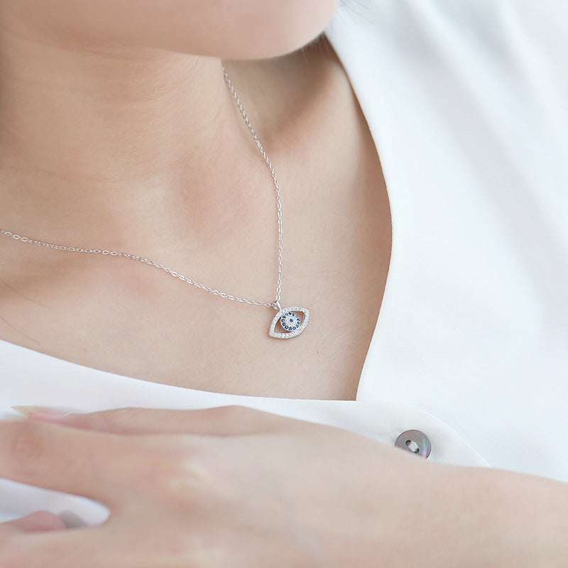 Demon Eye Necklace, S925 silver with blue center stone