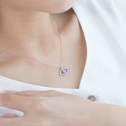 Demon Eye Necklace, S925 silver with blue center stone