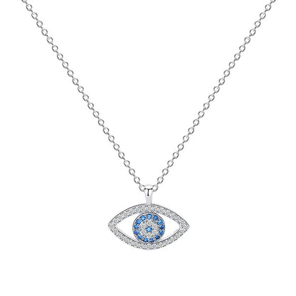 Demon eye pendant necklace in 925 sterling silver with blue stones