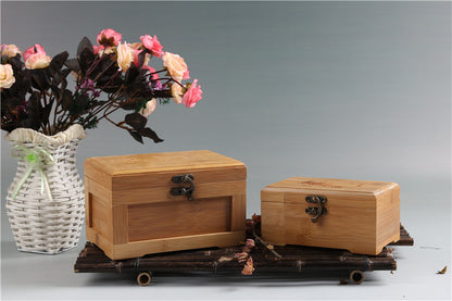 Bamboo jewelry boxes, two sizes, natural wood with metal clasps