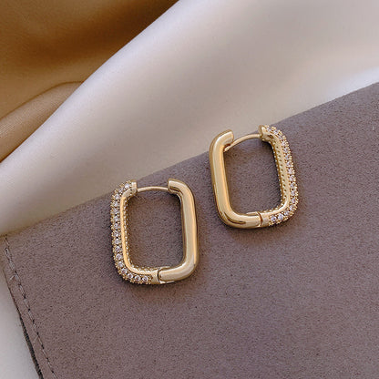 Geometric Square Earrings Zircon Earrings French Earrings by edenista