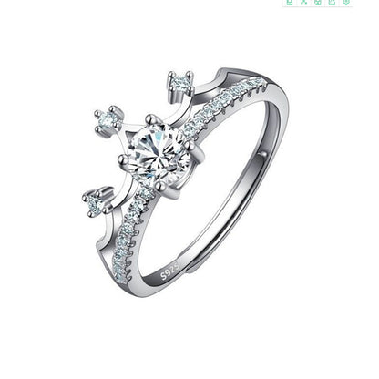 Ring sterling silver (S925) moissanite imitation with a large center stone and pavé side stones