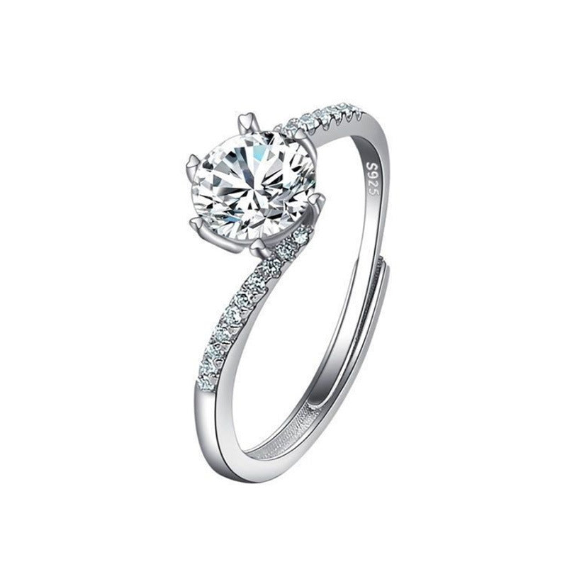 CJ women's moissan diamond ring in sterling silver with pavé-studded band