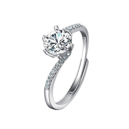 CJ women's moissan diamond ring in sterling silver with pavé-studded band