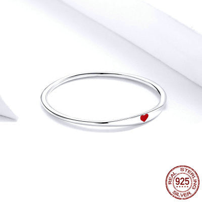 925 Sterling Silver Round Circle Pure Finger Ring Simple Heart Engrave Rings by edenista