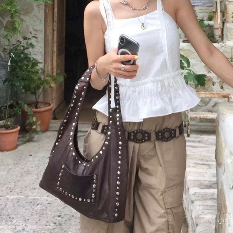Retro Rivet Shoulder Underarm Bag by edenista