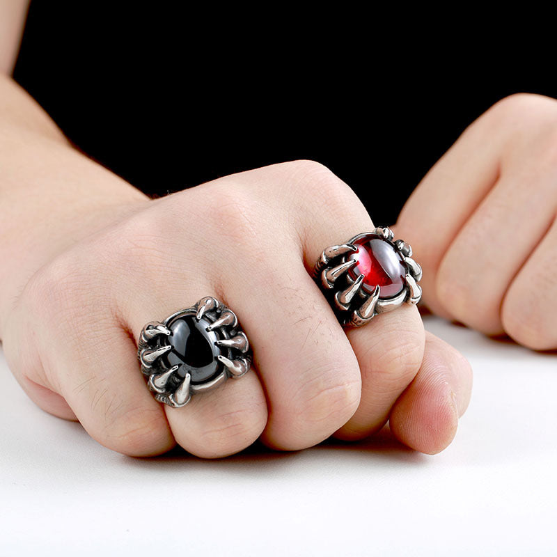 Men's Vintage Personality Titanium Steel Inlaid Zircon Ring by edenista