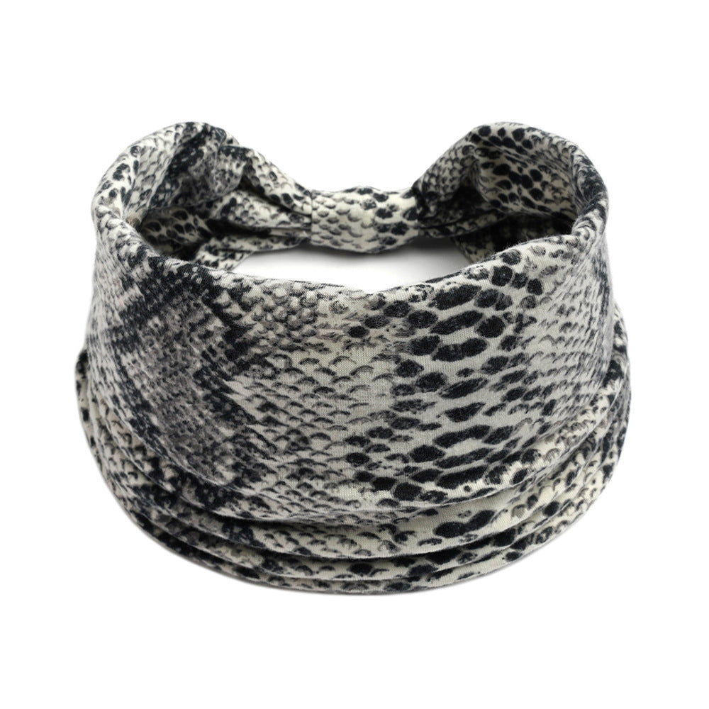 Bohemian Cashew Yoga Sports Headband; leopard print, sweat-absorbent, elastic fabric