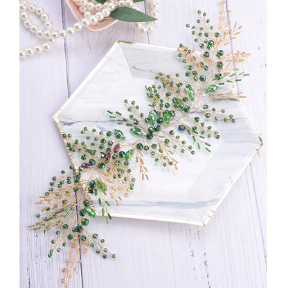 Special Handmade Green Crystal Headbands For Women Bride Lon by edenista