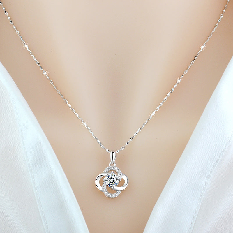 Necklace 925 Sterling Silver Plated 18k Rose Gold Necklace Female Clover Clavicle Chain For Girlfriend''s Birthday Valentine''s Day Gift by edenista