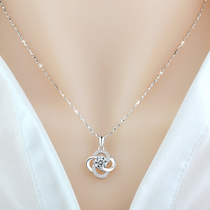 Necklace 925 Sterling Silver Plated 18k Rose Gold Necklace Female Clover Clavicle Chain For Girlfriend''s Birthday Valentine''s Day Gift by edenista
