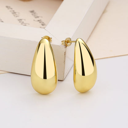 Fashion Jewelry Water Drop Glossy 16k Real Gold Plating Simple And Elegant Earrings by edenista