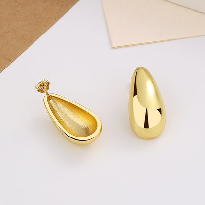 Fashion Jewelry Water Drop Glossy 16k Real Gold Plating Simple And Elegant Earrings by edenista