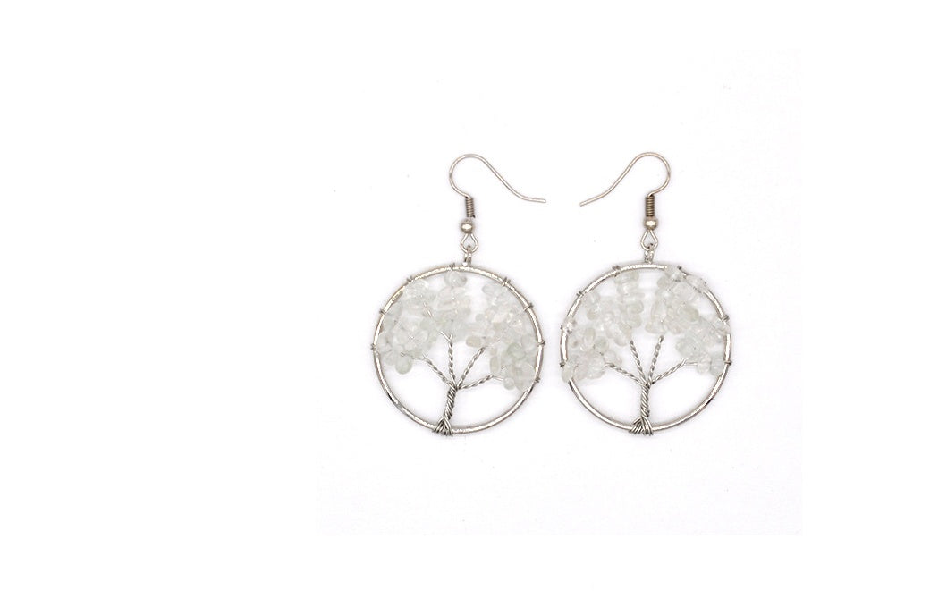 Natural Crystal Crushed Stone Tree Wishing Tree Earrings Crystal Tree Earrings Jewelry by edenista