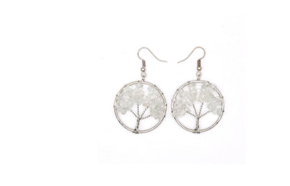 Natural Crystal Crushed Stone Tree Wishing Tree Earrings Crystal Tree Earrings Jewelry by edenista