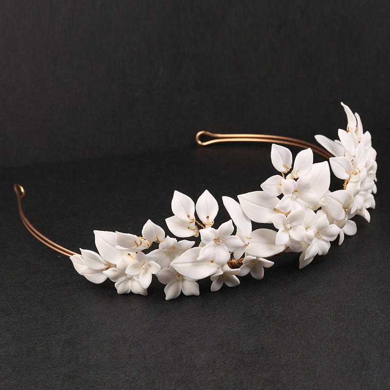 White Leaf Ceramic Flower Hair Decoration by edenista