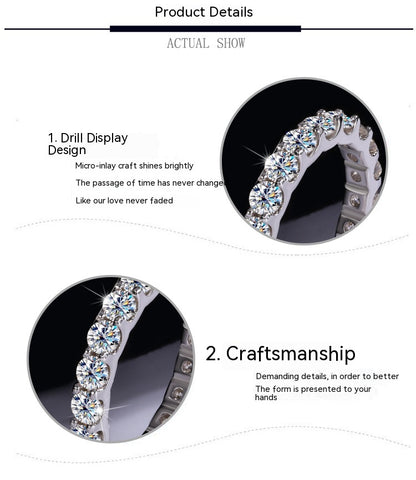 S925 Sterling Silver Moissanite Full Diamond Simple Stackable Ring by edenista