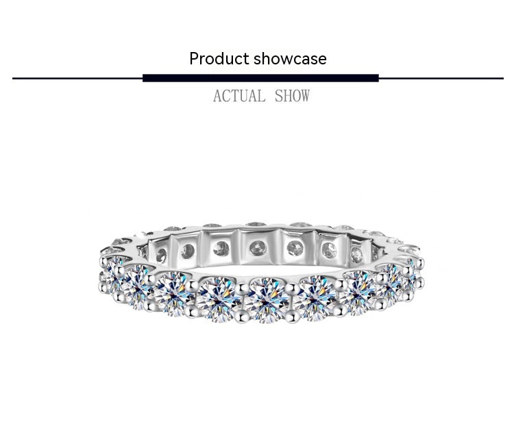 S925 Sterling Silver Moissanite Full Diamond Simple Stackable Ring by edenista