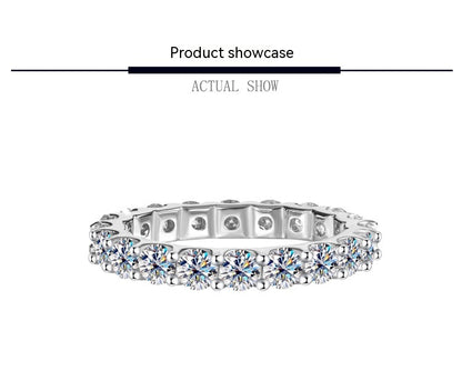 S925 Sterling Silver Moissanite Full Diamond Simple Stackable Ring by edenista