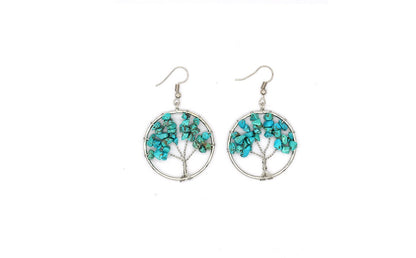 Natural Crystal Crushed Stone Tree Wishing Tree Earrings Crystal Tree Earrings Jewelry by edenista