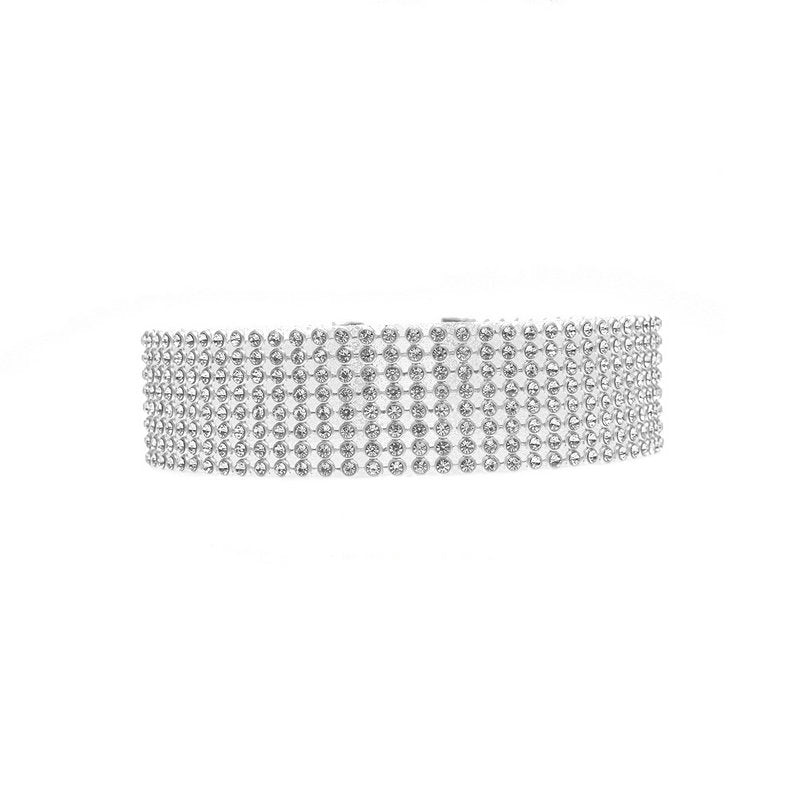 Choker necklace with full crystal rhinestones; silver-tone band, CJ brand