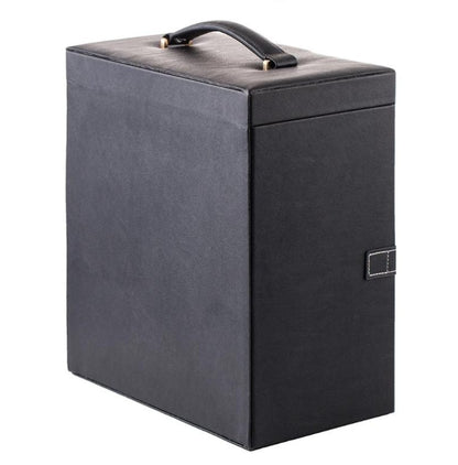Multifunctional jewelry box in black leatherette by edenista with a top handle