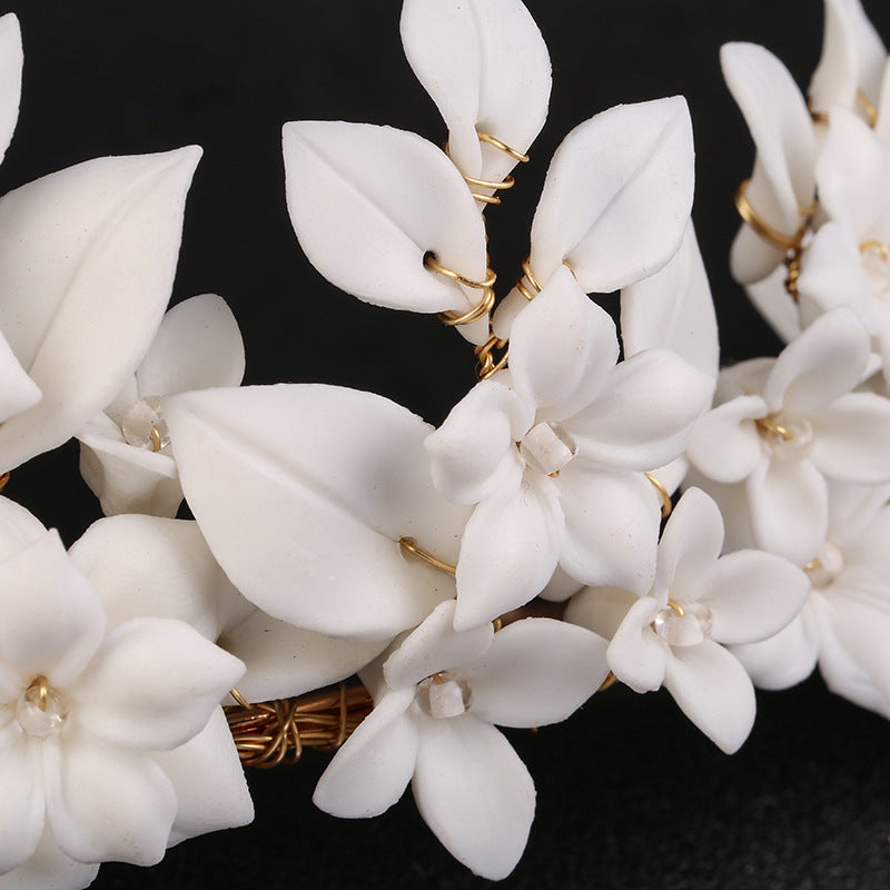 White Leaf Ceramic Flower Hair Decoration by edenista
