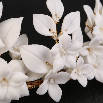 White Leaf Ceramic Flower Hair Decoration by edenista