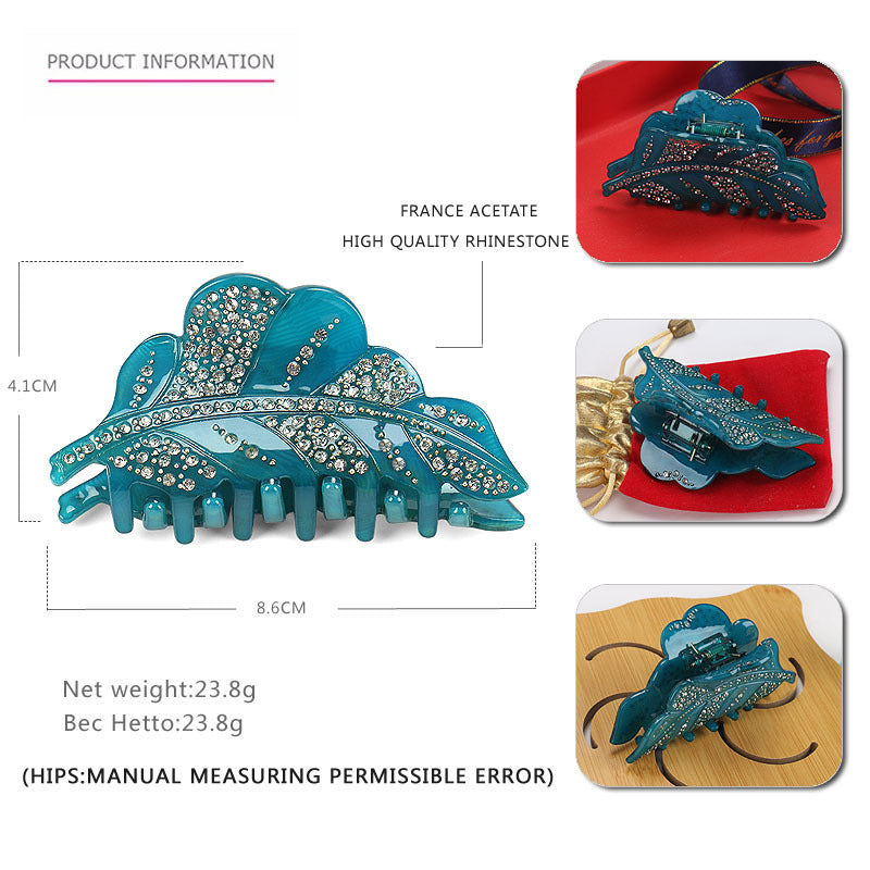 Acrylic Hairpin Leaves Diamond Hair Accessories Grip by edenista