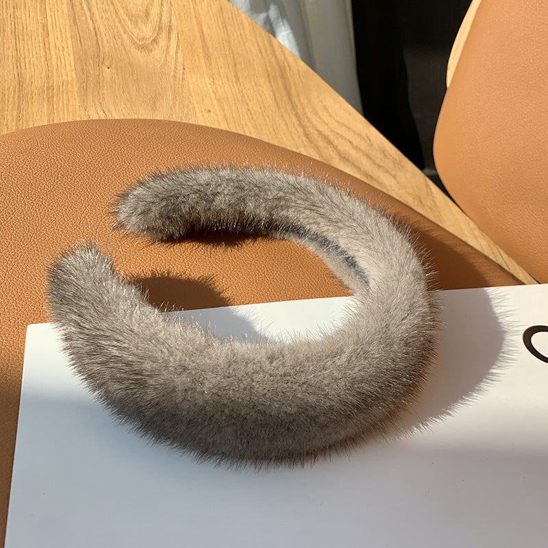 Hair Band Plush Mink Hair Band Candy Color by edenista
