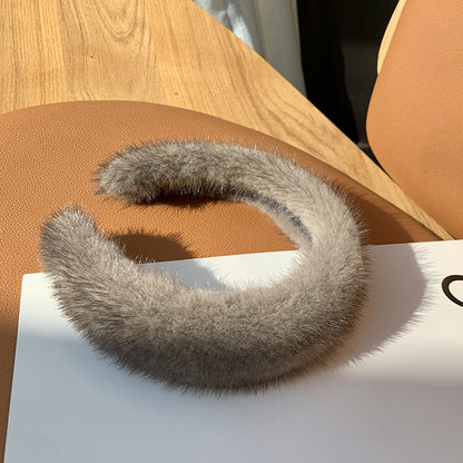 Hair Band Plush Mink Hair Band Candy Color by edenista
