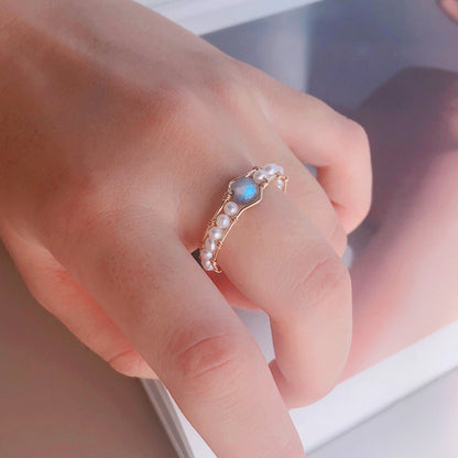 Grey Moonlight Pearl Ring by edenista