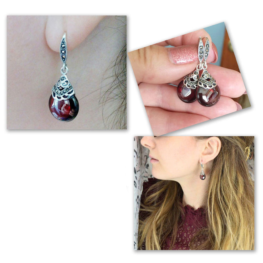 Vintage Round Garnet Earrings by edenista