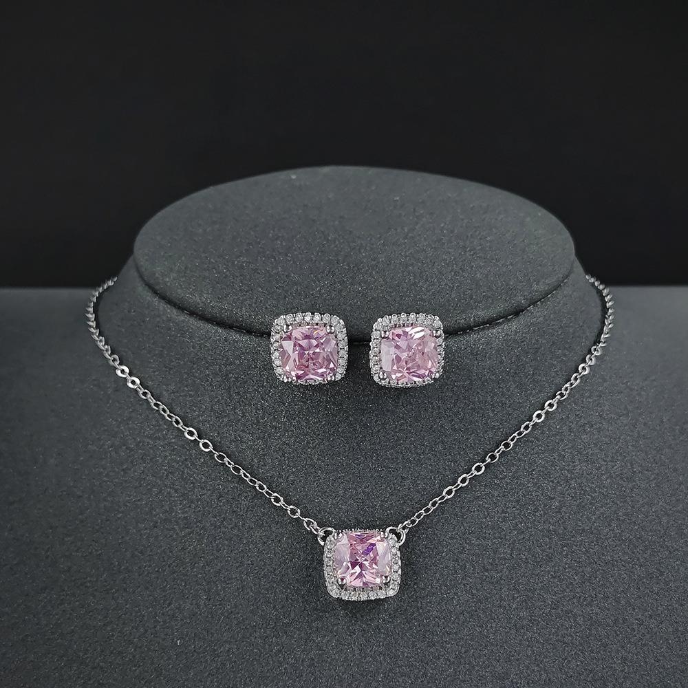 Square Ornament Luxury Ear Stud Necklace by edenista