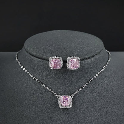 Square Ornament Luxury Ear Stud Necklace by edenista