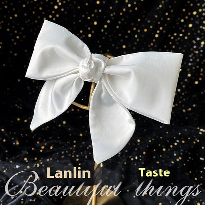 Bow Veil Super Fairy Wedding white satin bow on a gold ring, bridal accessory