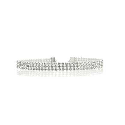 Choker necklace with full crystal rhinestones, silver-tone CJ brand for women