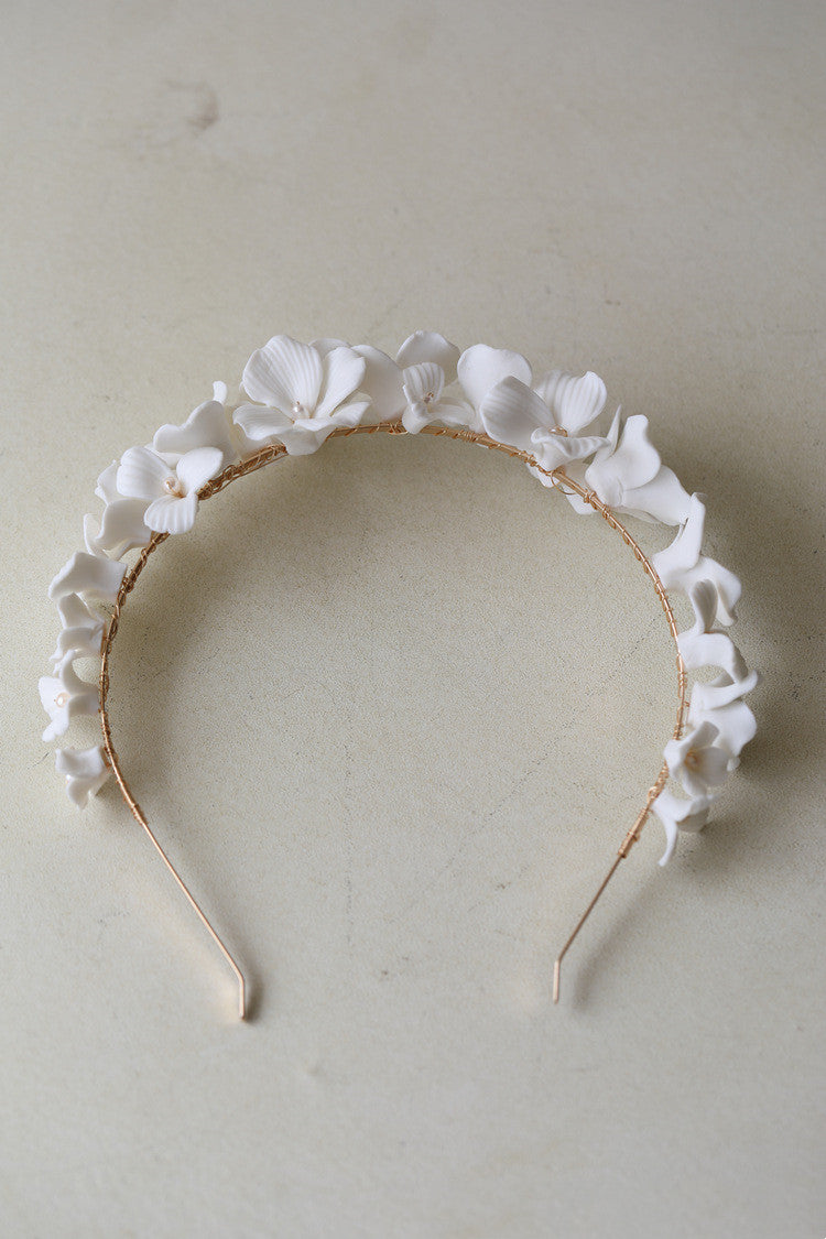 Bridal Simple Ceramic Flower Headband by edenista