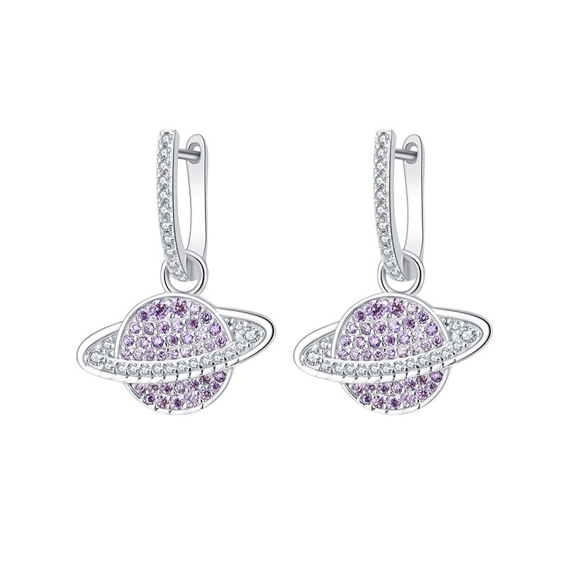 925 Sterling Silver Studded With Purple Zircon Star Earrings by edenista