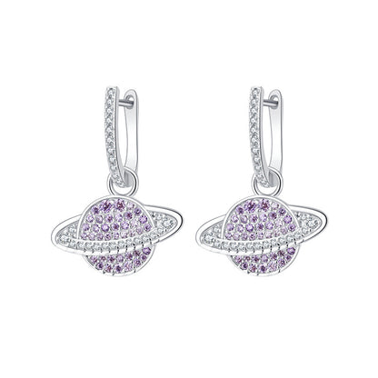 925 Sterling Silver Studded With Purple Zircon Star Earrings by edenista