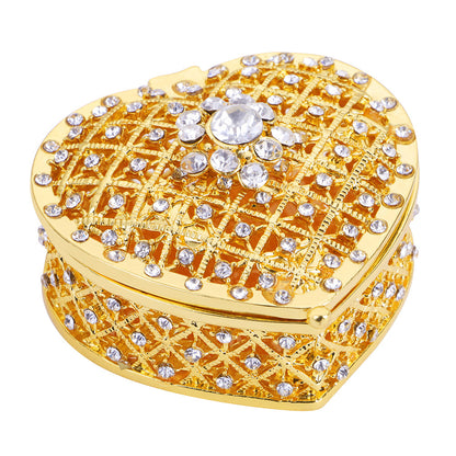 Heart-shaped gold-plated jewelry box with crystal rhinestones by edenista