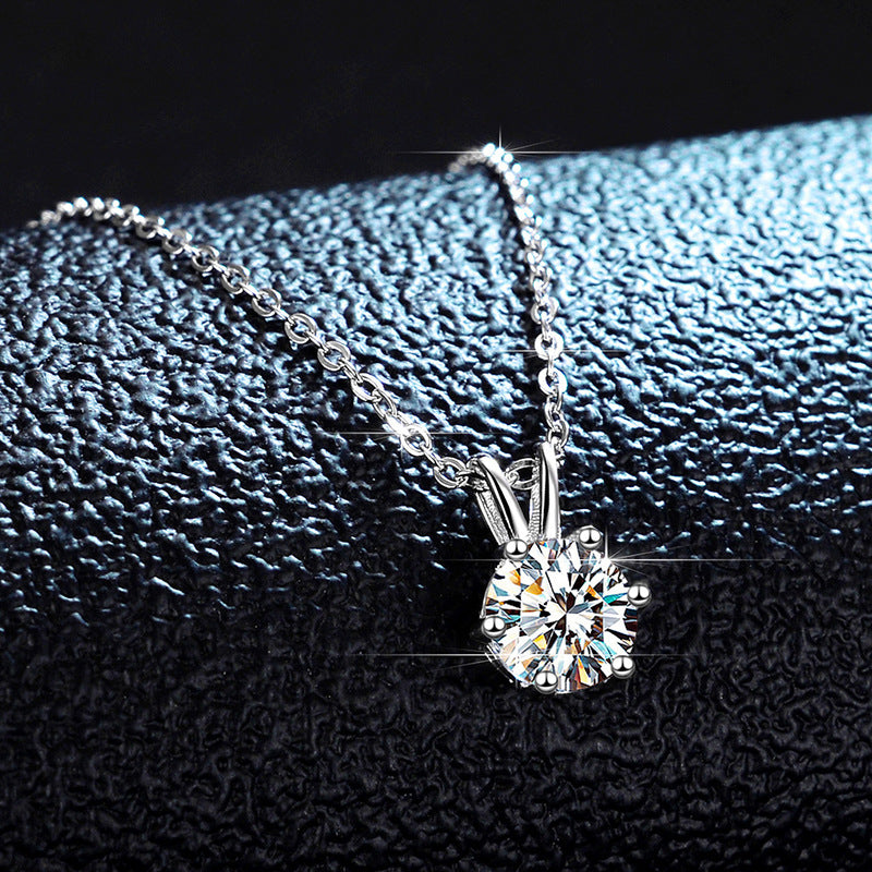 S925 Silver One Carat Moissanite Necklace by edenista