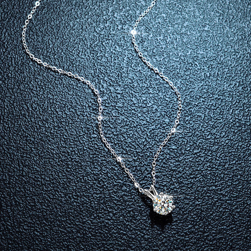 S925 Silver One Carat Moissanite Necklace by edenista