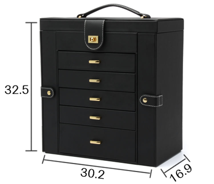 Multifunctional jewelry box by edenista, black with gold-tone hardware and multiple drawers