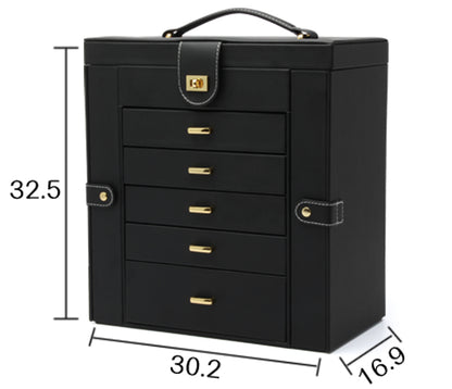 Multifunctional jewelry box by edenista, black with gold-tone hardware and multiple drawers