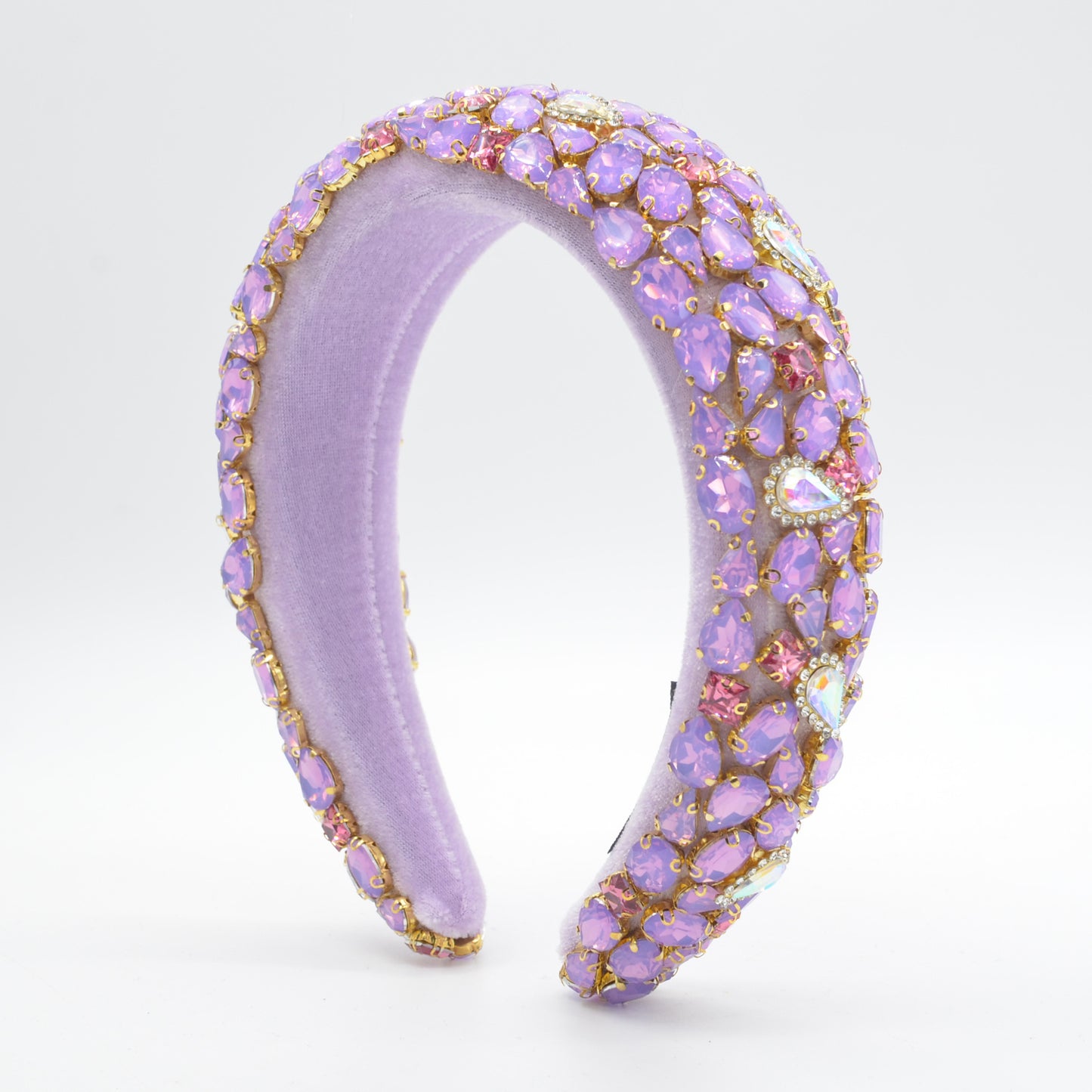 Rhinestone Gem Sponge Wide-brimmed Handmade Headband by edenista