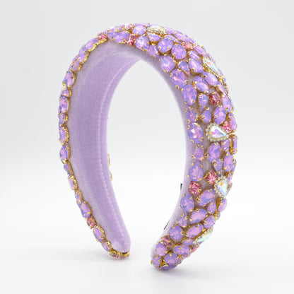 Rhinestone Gem Sponge Wide-brimmed Handmade Headband by edenista