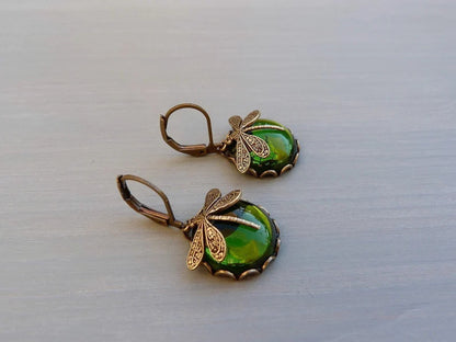Fashion Jewelry Women's Earrings Hanging Vintage Dragonfly Pendant Earring Boho Chakra Blue Moonstone Drop Earrings For Women Wedding Charm Ethnic Jewellery by edenista