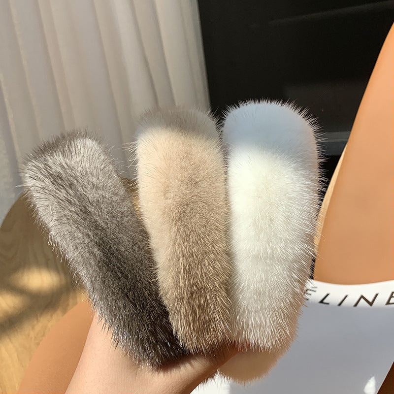 Hair Band Plush Mink Hair Band Candy Color by edenista